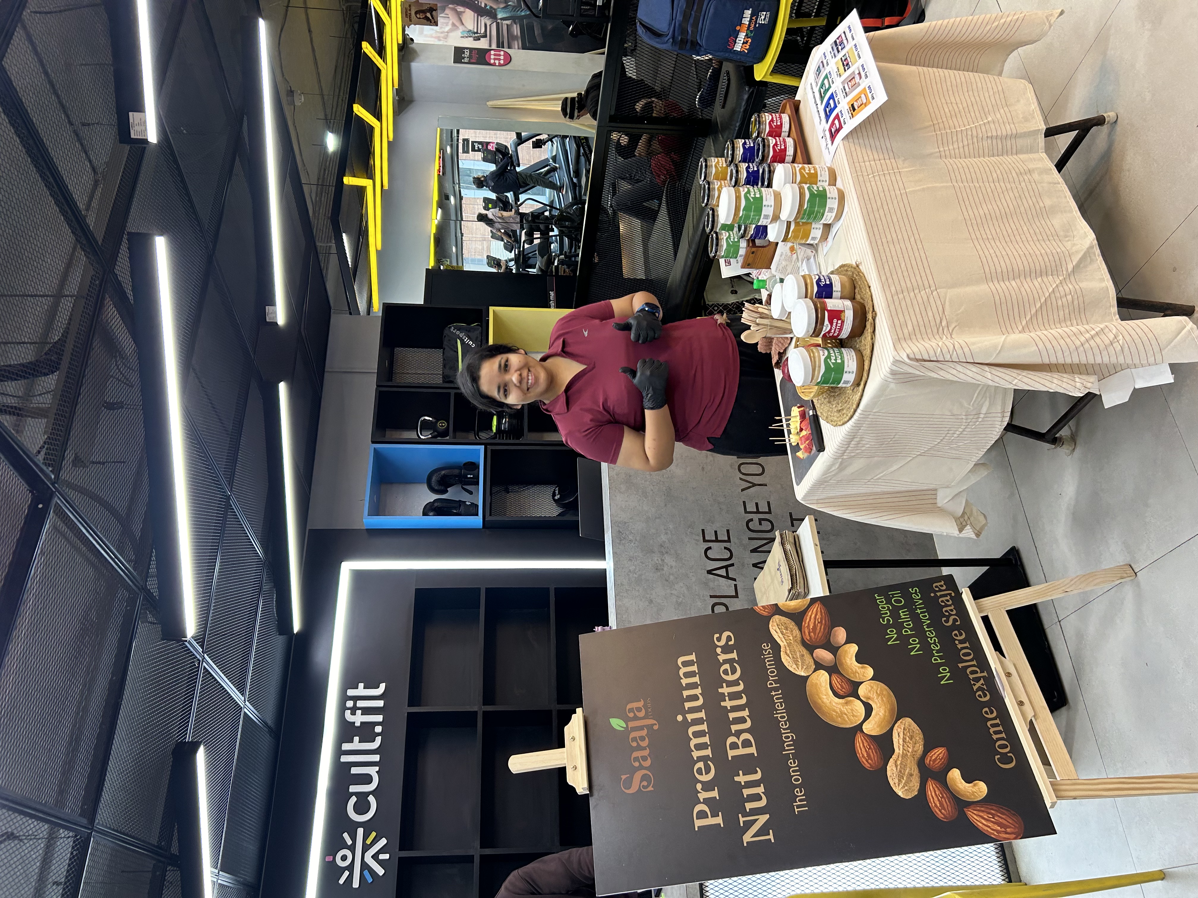 Saaja Foods promo at a gym