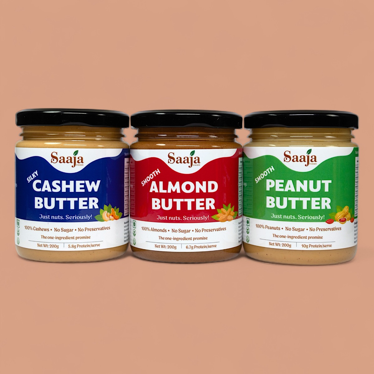 Saaja trio pack — peanut, cashew, almond